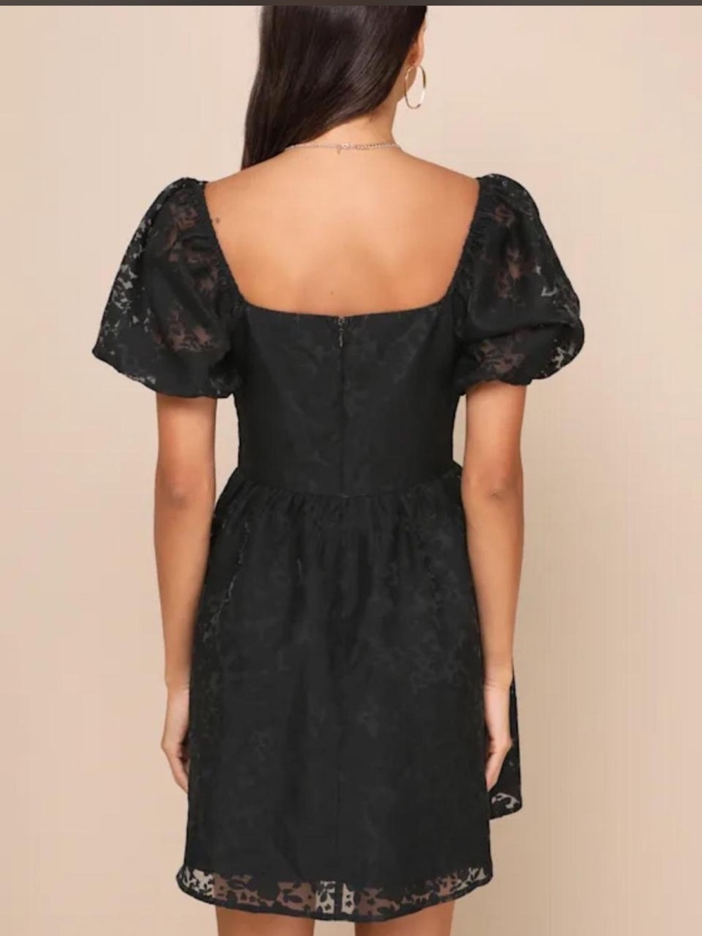 Lulus Sweetest Effect Black Floral Burnout Puff Sleeve Mini Dress - Picture 2 of 4